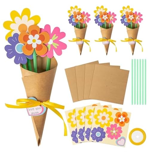 TOWARDSNAN Kits de ramos de flores de papel, suministros de manualidades para el día de la madre, suministros de manualidades con cinta y pajitas para ramos de papel para niños | Ya disponible en tu tienda friki favorita! En mundofriki.es!