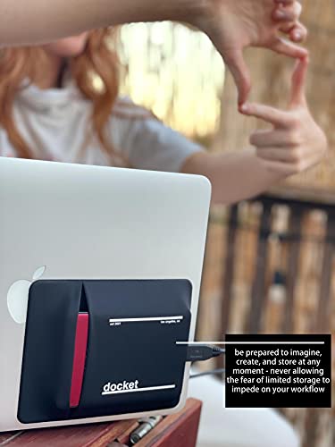 Image of External Hard Drive Holder for Laptop-Closed Pocket Design with Cable Hole for Safe Storage-Multi-Use Computer Accessories Adhesive Pouch-Meant to Expand Storage and Eliminate Boundaries,Black