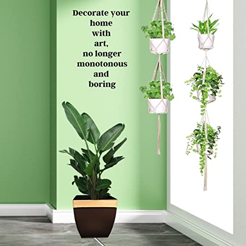 Image of ecofynd Cotton 3 Set Plant Hanger [without Pot] | Rope Flower Pot Holder for Indoor Outdoor Balcony Garden Wall Com05 /Pack of 5, Ivory