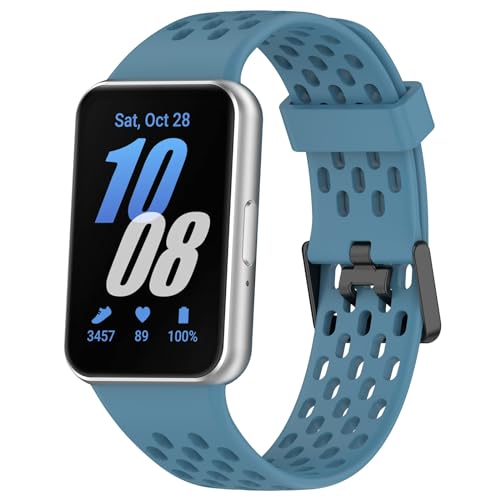 Juaupepo Siliconen sportbanden compatibel met Samsung Galaxy Fit 3 SM-R390, ademend vermogen lichtgewicht en duurzaam, verstelbare armband, vervangende horlogeband voor Galaxy Fit3 (Haze Blue)