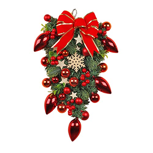 Couronne de Noël Halloween branches baies rouges pommes de pin et papillons décoration
