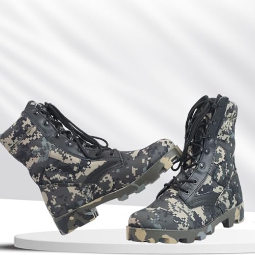Men's Waterproof Leather Lace Up High Top Tactical Military Army Boots Lightweight Non Slip Sole Breathable Shoes for Outdoor Hiking Camping Mountain Climbing Desert Hunting2