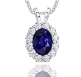 Madina Jewelry 5.57 Ct Ladies Sapphire and Diamond Pendant with 16 Inches Chain