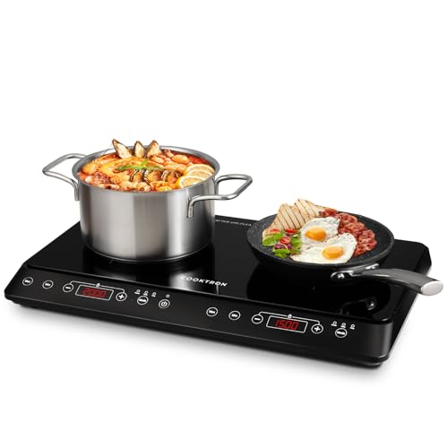 COOKTRON Induktionskochfeld 2 Platten Mobil, 3500W Doppel-Induktionskochplatte mit 6...