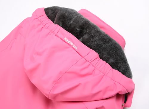 Keevoom Kid'S Ski Jacket Waterproof Winter Coat Fleece Snowboarding Jackets With Hood Rose Red 6-7 thumb #3