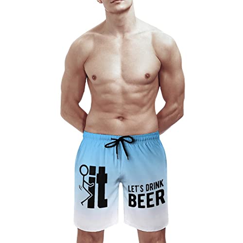 Let' Drink Beer Mens Swim Trunks Quick Dry Beach Shorts with Mesh Lining Swimwear Bathing Suits2