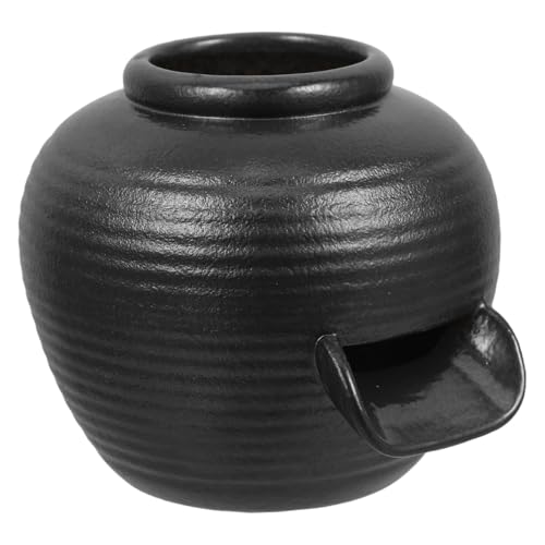 ibasenice Mini Ceramic Fountain Jar 3.54In Tabletop Water Feature with U-Shaped Spout Indoor Circulating Waterfall for Zen Garden Office Home Decor