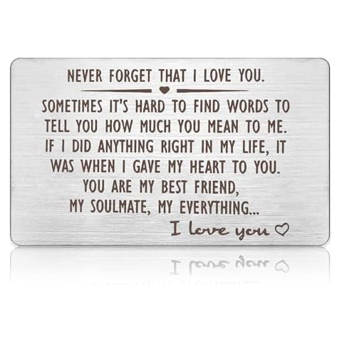 CGBOOM Wallet Insert Card Gifts Anniversary Idea Present Engraved Long Distance Relationship for Women Men Boyfriend Husband Wife Birthday Valentines - Never Forget That I Love You Cover