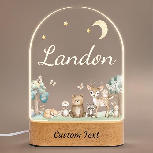Lámpara de noche personalizada con acrílico y base de madera miniatura 1