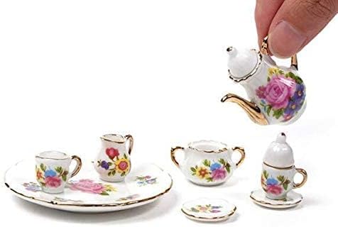 Miniatura 1 de EatingBiting Colección Nivel 112 Elegante Flora Miniatura Mini Casa Porcelana Plato de Tetera, Tetera, Taza, Plato Artesanía, Escena DIY Accesorios
