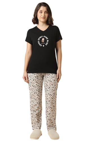 Image of Van Heusen Women's Printed Lounge Pants | Drawstrings & Side Pockets | Ultra Soft Fabric | Relaxed Fit | At home pyjamas | Everyday Comfort | Printed | Style 55306 | Available in Pack of 1 & 2