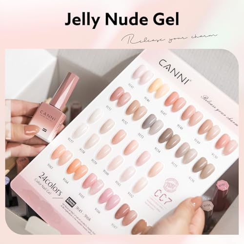 Image of CANNI Jelly Nude Pink Gel Nail Polish, 1Pcs Milky Light Pink Gel Polish Sheer Clear Light Pink Translucent Color Soak Off U V Nail Manicure Salon DIY