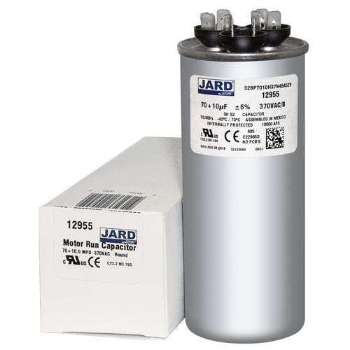 70 + 10 uF x 370 VAC - Jard # 12955 Round Dual Run Capacitor, Sold Each