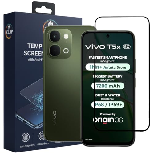 Image of Gorilla Tempered Glass For Vivo T5x 5G (Pack of 1) With Installation Kit | Edge to Edge Coverage | Black