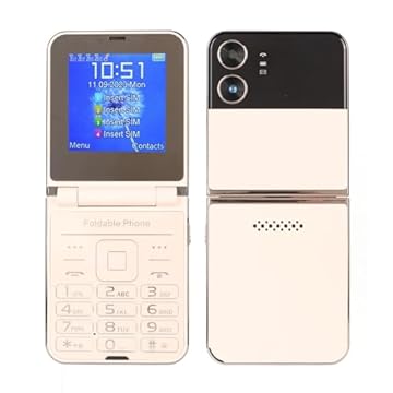 Jectse Celular Flip, Quatro Chips 2G, Sênior Com Tela Dupla, Grande, Volume, Bateria De 1400Mah, Básico Para Idosos E Crianças (Dourado)