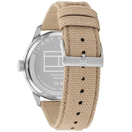 Image of Tommy Hilfiger Brown Dial Beige Leather Strap Analog Watch for Men- TH1710561