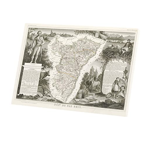 Carte ancienne du Bas-Rhin en affiche décorative pour sublimer le mur de votre salon