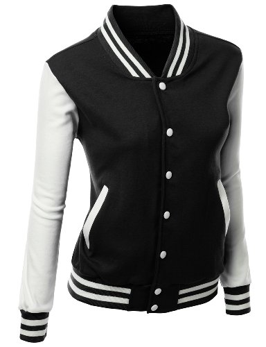 Xpril Women's Stylish Color Contrast Long Sleeves Varsity Jacket