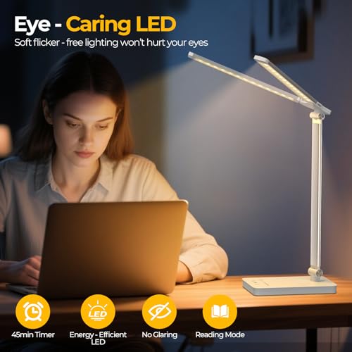 Lampe de bureau LED USB rechargeable intensité variable table - 7
