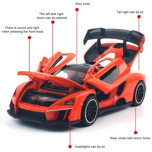 Image of 1:32 Maclaren Senna Sports Model Exclusive Alloy Diecast Pull Back Toy car with Openable Doors & Light Music Toys for Kids Boy Girl Gift (:32 Maclaren Senna -Random Color)