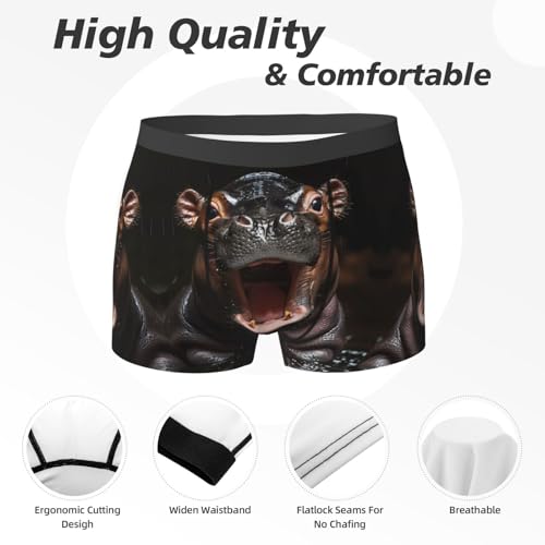 Mens Underwear Boxer Briefs - Playful Baby Hippo Splash Breathable Men's Boxer Briefs with Flex Waistband2