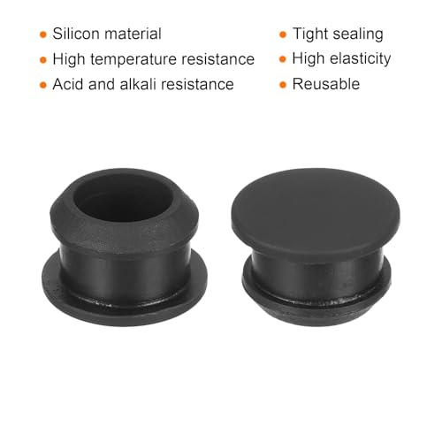 Image of MECCANIXITY Silicone Snap in Locking Hole Plugs,Rubber Panel Seal Cover Flush Type Panel Round for Kitchen Rubber Bulkheads Waterproof Sealing Plugs 13mm /0.51 Inch Diameter Black,Pack of 4