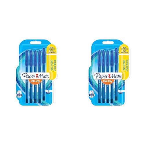 PAPER MATE InkJoy 100ST stylos bille avec bouchon, pointe fine (0,7 mm), bleu, lot de 10