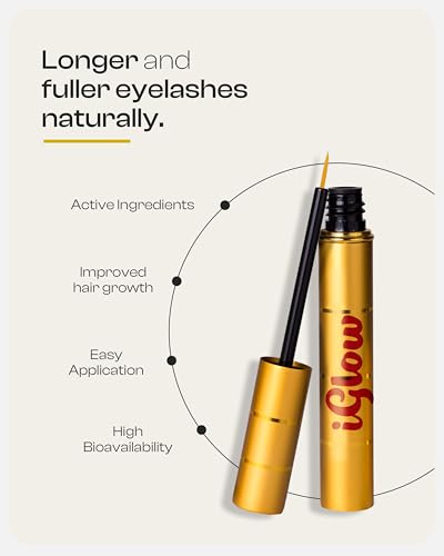 iGlow – Profesjonalne serum do rzęs zapewniające długie rzęsy w ciągu zaledwie 6-8 tygodni | Serum pielęgnacyjne Lash | Serum do wzrostu rzęs | Serum do wzrostu/wydłużania rzęs | Wyprodukowane w