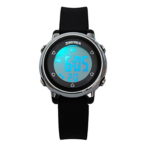 Better line Digital Kids Watch Band with Hourly Chime, Stopwatch, Daily Alarm & Calendar, Water Resistant 30M (Black)