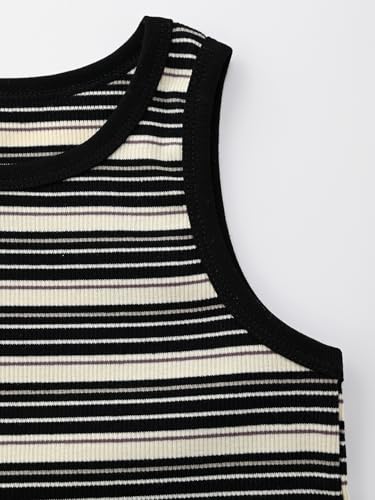 Image of BINIDUCKLING Toddler Tank Top Girls Summer Cute Striped Sleeveless Top 24 Months-8 Years