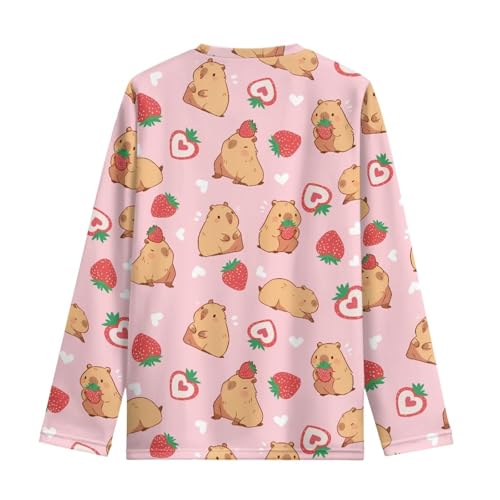 Image of Girls Cartoon Print Long Sleeve Graphic Tee Casual Crew Neck T-Shirts for 3-16 Years Little Girls