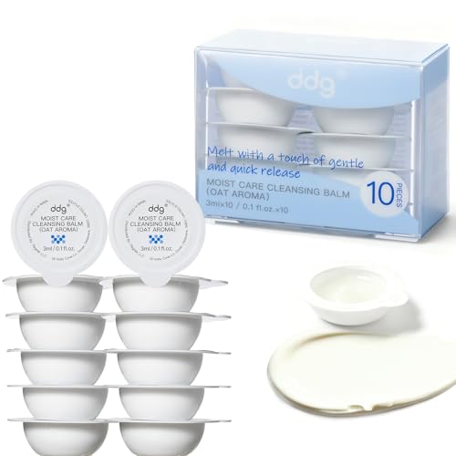 ddg Travel Size Cleansing Balm Makeup Remover for Sensitive Skin,Waterproof Makeup Removal,Travel-Friendly Facial Cleanser,Vegan Hydrating Formula,Individually Wrapped,10 Packs