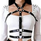Women‘s Punk Gothic Leather Chest Harness–Adjustable Black Body Chain Belt,Body Harness Belt Lingerie Decorative Strap,Caged Bra Top.for Rave,Club Party&Valentine's Festival Costume Accessories Gift.