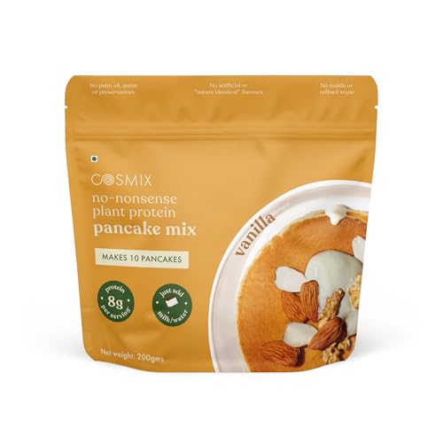 Image of Cosmix No-Nonsense Protein Pancake | 8g Protein /Serving | Instant Breakfast with Supergrain Blend (Oats, Jowar, Kodo, Little Millet) | Pancake Mix | No Maida, No Refined Sugar | Vanilla - 200g