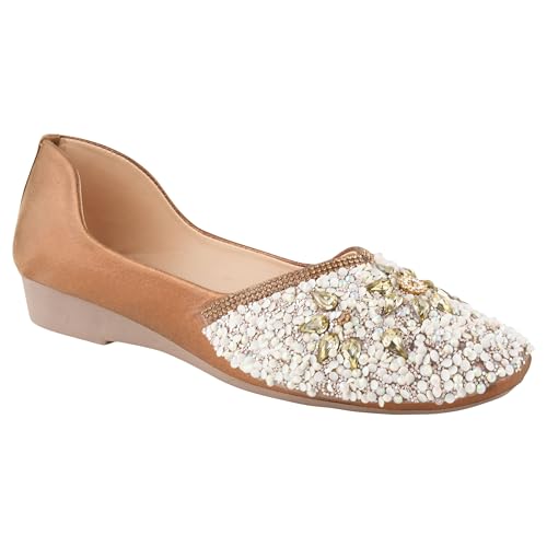 Image of SilverArrow Alluring Emboidery with Stone Jutti Comfortable Flat Fancy Bellies for Womens and Girls
