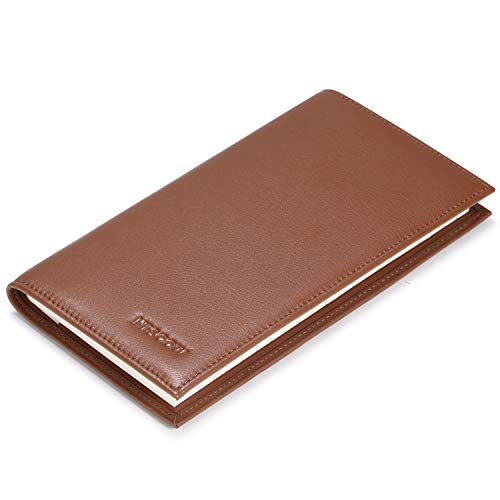 Image of HISCOW Minimalist Checkbook Cover - Full Grain Leather (Premium Cognac) | Full grain cowhide, transaction register & check book pockets, removable duplicate divider, durable stitching, gifts for men