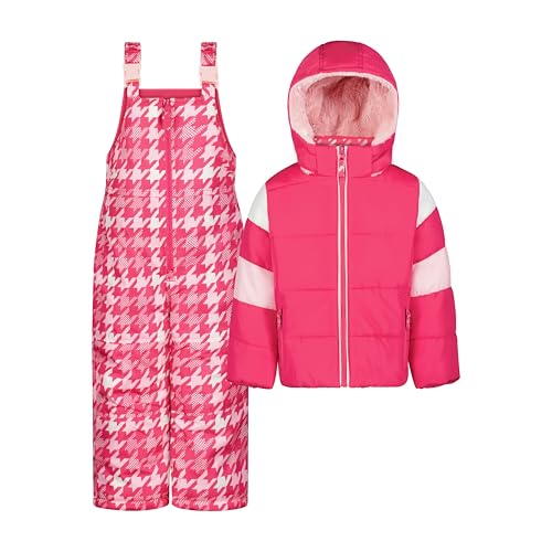 Image of Jessica Simpson Girls' Two-piece Insulated Winter Snowsuit With Hooded Jacket and Ski Bib Overalls