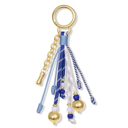 KissYan Initial Bag Charm for Women, Rope Purse Charms, Blue, Letter I