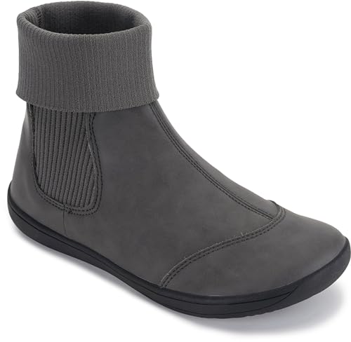 Image of WHITIN Women's Wide Barefoot Ankle Boots | Minimalist Chelsea Styles | Zero Drop | Stacked Sock-like Cuffs