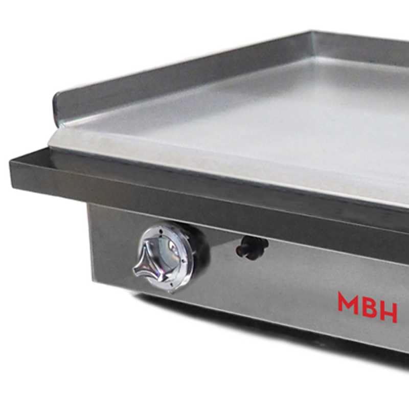 MBH - Fry Top a Gas Professionale 80 cm per Ristorazione. Piastra di Cottura da Banco in Acciaio. Plancha a Gas Industriale per Bar e Ristorante - Made in Spain