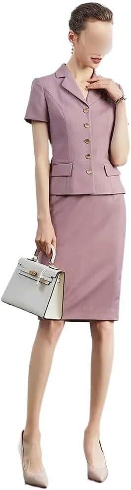Vintage Queen Gray Formal Women's Suit Short Sleeve Dress Temperament Career OL