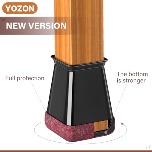 Image of Chair Leg Floor Protectors Square Chair Leg Protectors for Hardwood Floors Silicone Caps Felt Strengthen Bottom Protection Non Slip Reduce Noise 16 Pack Black Square M Fit:13 /16 inch ~ 1 inch (20~26mm)