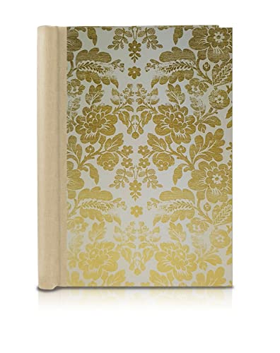 FAIRklemmt Klemmbinder Luxury Brokat Naturleinen, A4, Gold- und floralem Motiv, 22.5 x 30.8 cm, 3mm starke Buchbinderpappe, italienisches Dekorpapier, Naturleinenrücken