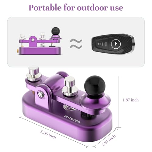 Image of Mini Morse Radio Key CW HAM Send Telegram Double Paddle Morse Code Key with Aluminum Alloy Body Base (Purple)
