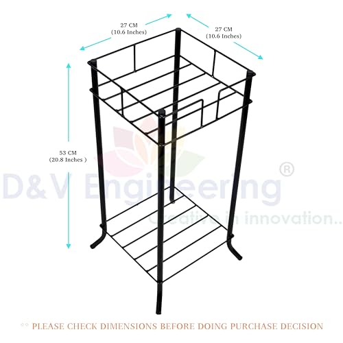 Image of D&V Engineering Metal Water Dispenser /Can /Pot /20 L Bottle Holder /stand for Home & Kitchen, Office, School, Hospitals. (Square Ring size 27x27 cm, Height- 53 cm, Black).