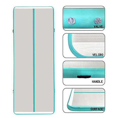 86 York Inflatable Gymnastics Mat 20 ft Air Track Tumbling Mat with Electric Pump for Practice Tumbling,Parkour, Home Floor and Martial Arts 6x2x0.2m Green