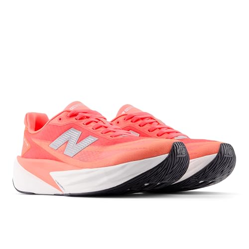 New Balance New Balance Women's FuelCell Rebel V5 Running Shoe, Urgent Red/White/Silver Metallic, 9 W