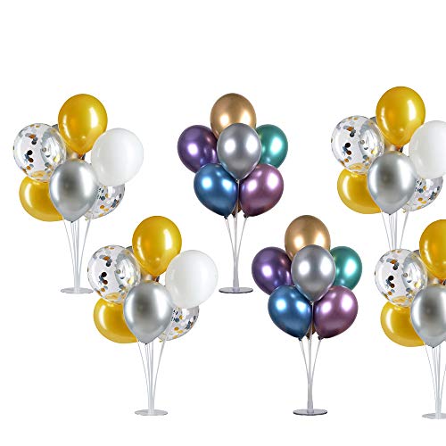 GAKA Table Balloon Stand Kit- 8 Sets 28" Height,Balloons Column Stand Reusable Clear Balloon Holder(7 Balloon Sticks,7 Balloon Cups,1 Balloon Base) for Any Occasions Party Decorations
