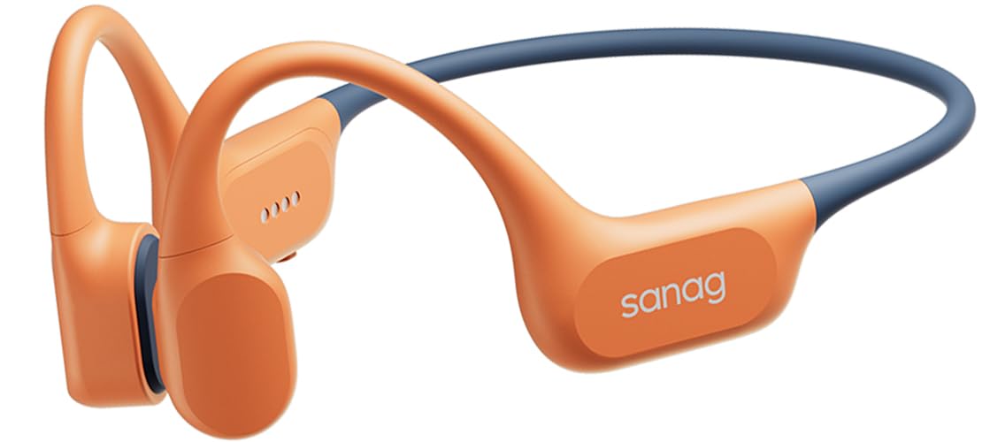 SANAG Cuffie a Conduzione Ossea, IP68 Impermeabili per Nuoto, MP3 Integrato 64GB, Bluetooth 6.0, Rivestimento in Silicone Liquido, Open Ear con AI Noise Cancelling, 9 Ore di Autonomia, Premium Sound