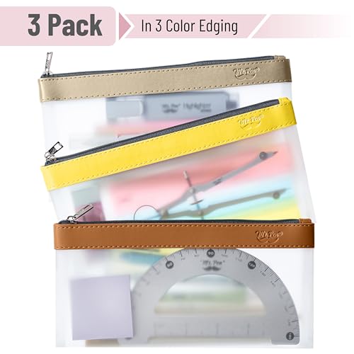 Mr. Pen - bolsa de lápis transparente, pacote com 3, estojo de lápis transparente, bolsas de lápis,